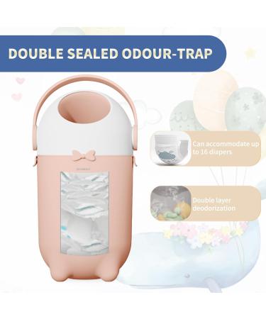 BOOMJOY Diaper Pail - Odor-Proof Baby Diaper Disposal No Refill Costs Use Regular Bags - Pink - Buy Online on GoSupps.com