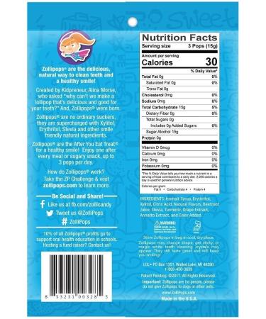  Zollipops Zollipops The Good for Your Teeth Sugar Free Lollipops (6 x 8 Piece Bags) - Buy Online on GoSupps.com