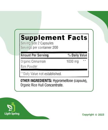 Cinnamon 1000mg Dietary Supplement Capsules 400 Count with Bundle Exclusive Better Ligth&Spring Guide - Buy Online on GoSupps.com