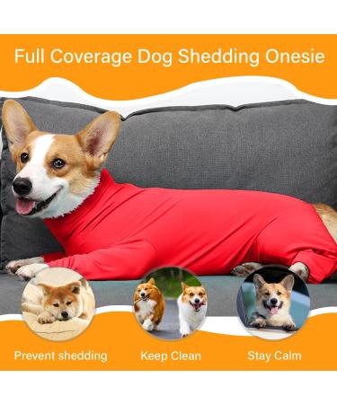 ETDANE Disches: Surgical Recovery Suit for Dogs Long-Sleeved Anti-Failure Pajamas in XL/XXL | Ideal for Female & Male Dogs - Orange-Red - Buy Online on GoSupps.com