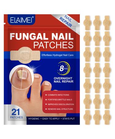 21pcs Patches D'Ongles Fongiques Nettoyage De Champignons D'Ongles Des Orteils Force Suppl Mentaire 8 Heures R Paration D'Ongles De Nuit Soins D'Ongles Sans Effort Et R Paration Pour Ongles Endommag