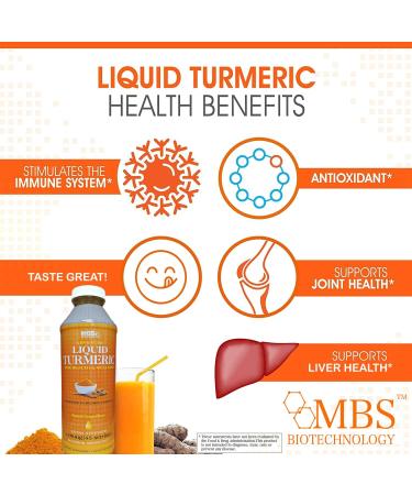 1100mg 20oz Liquid Turmeric Curcumin Inflammation Support - 45 servings with BioPerine & Vitamin C, D3, E, and Riboflavin for Better Health - Buy Online on GoSupps.com