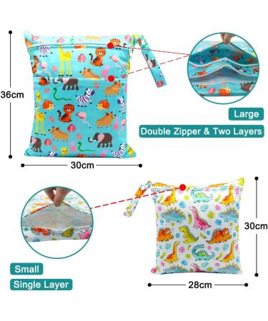 HOTLIKE 2Pcs Waterproof Reusable Wet Bag | Cloth Diaper Organizer for Daycare, Travel, Beach | Double Zipper Storage Bag - Blue - Buy Online on GoSupps.com