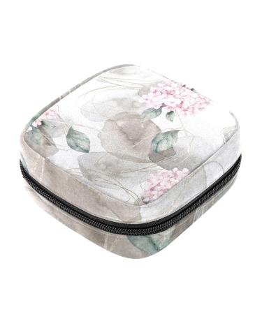 Pink Hydrangea Pattern Sanitary Napkin Storage Bag Menstrual Pad Bag Portable Menstrual Period Sanitary Pouch Zipper Tampons Collect Bags for Teen Girls Women Ladies Color 9