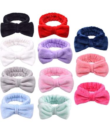 Makeup Headbands Bow Hair Bands for Women Spa Washing Face Hair Band Towel Wrap Coral Fleece Elastic Head Band for Shower Sports (Black) - Buy Online on GoSupps.com