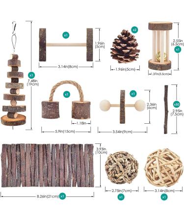 ERKOON Small Animal Chew Toys - Natural Wooden Accessories for Hamsters, Guinea Pigs, Gerbils, Rats, Chinchillas - Boredom Breaker, Teeth Molar Exercise - Play Bridge, Roller, Dumbbells - Buy Online on GoSupps.com