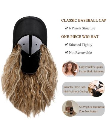 Qlenkay Baseball Cap Hair: 14 Wavy Ginger Blonde Mix Bleach Blonde Wig Hat for Women - Buy Online on GoSupps.com