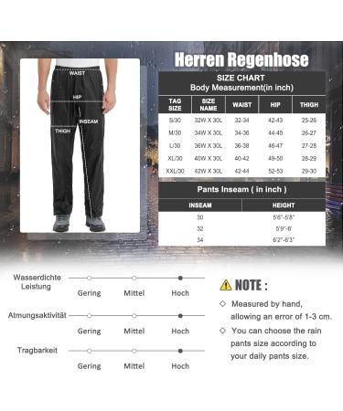 Asfixiado Men's Rain Pants - Light Waterproof Windproof | Outdoor Hiking Camping Trekking & Motorcycle Gear - Size L - Buy Online on GoSupps.com