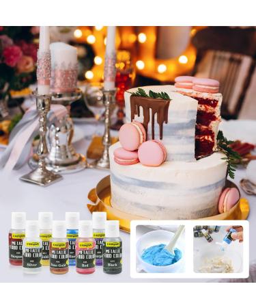 E-Kongton Metallic Food Colour Paint - 8 Edible Metallic Paint for Cake Decoration & DIY - Buy Online on GoSupps.com