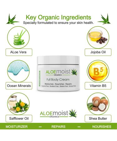 Organic Aloe Vera Body Lotion with Vitamin E, C, Retinol & Shea Butter - Anti Aging Moisturizer for Face & Body - 8 oz - Buy Online on GoSupps.com