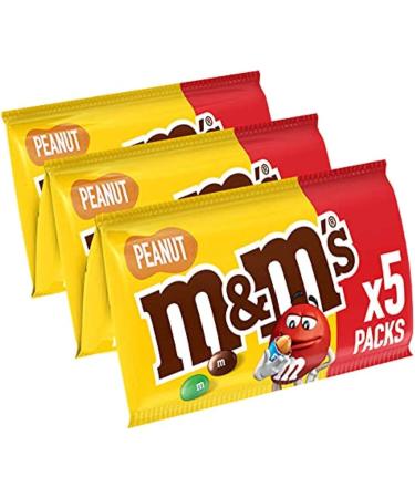 M&M'S PEANUT - Milk Chocolate & Peanuts Candy - 5 x 45g Sachets (Packaging May Vary)