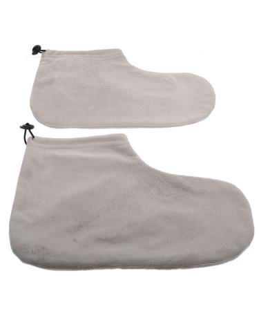 Ciieeo 1 Pair Wax Warm Foot Cover Paraffin Bath Liners Heated Glives Paraffin Wax Warmer Foot Spa Cover Wax Bath Heated Gloves Foot Warming Cotton Foot Clamp Grey