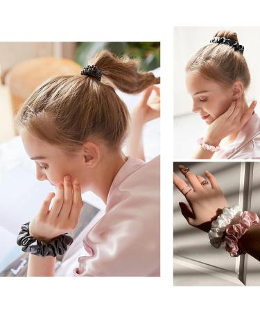 Satin Silk Small Scrunchies 20 Pcs - Elastic Hair Bands for Women and Girls - Ponytail Holders in 20 Colors - Perfect for Thick Curly Hair - Buy Online on GoSupps.com