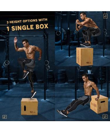 Yes4All Wooden Plyo Box 16x14x12 - 3 in 1 Plyometric Box for Home Gym & Outdoor Workout - Buy Online on GoSupps.com