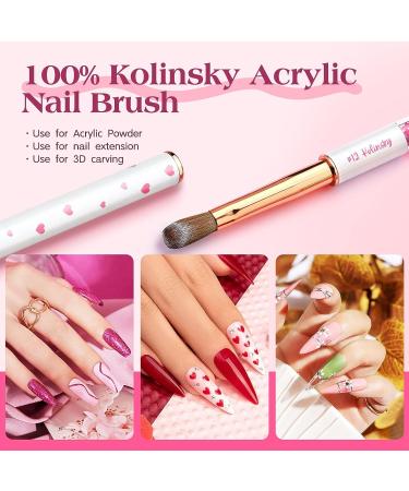 Yasterd 100% Pure Kolinsky Acrylic Nail Brush - Size 8 Crimped Oval | Pink Rhinestone Metal Handle | Professional Manicure Tool - Buy Online on GoSupps.com