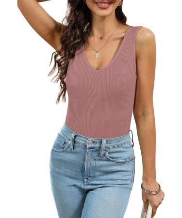 Shop Bijerou Women's V-Neck Sleeveless Racerback Top - Slim Fit Summer Fashion in Blue & Ros Gold XS Available - International Shipping - Buy Online on GoSupps.com