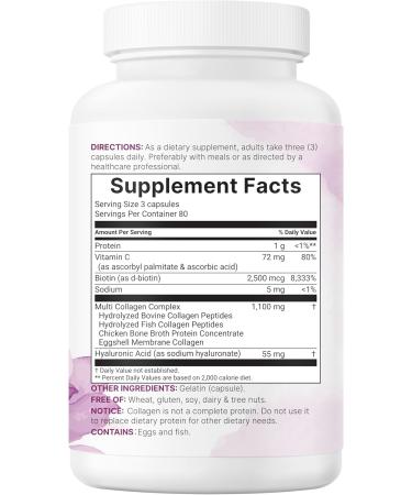 Micro Ingredients Multi Collagen Pills for Women & Men 240 Capsules | Type I II III V X | Hydrolyzed Protein Peptides with Biotin Hyaluronic Acid & Vitamin C Complex | Keto & Paleo Friendly 240 Count (Pack of 1) - Buy Online on GoSupps.com