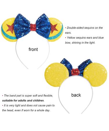 ChuangQi Mouse Ears Headband with Shiny Bow, Double-Sided Sequins, Yellow & Blue, for Birthday Party or Celebration (XC22) - Buy Online on GoSupps.com