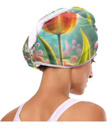 Super Absorbent Tulip Flower Hair Towel 2 Pack - Quick Drying Hair Turbans for Mothers Day Gift | Perfect for Women & Girls - Buy Online on GoSupps.com