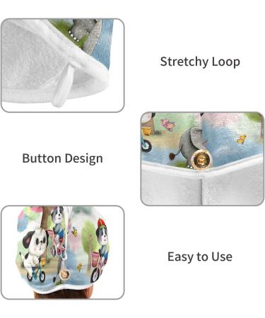 Cute Animal Bicycle Hair Towels | Super Absorbent Quick Dry Turbans 2 Pack for Women & Girls - Buy Online on GoSupps.com