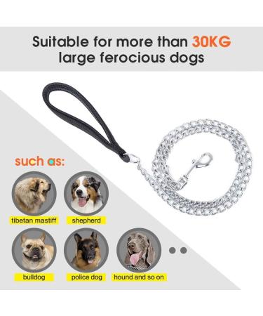 Petom Strong Metal Dog Leash - 120cm with PU Leather & Padded Handle for All Dog Sizes - Buy Online on GoSupps.com