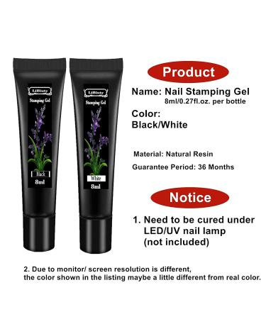 Black & White Nail Stamping Gel Polish Set - 2Pcs 8ml Art Printing for Nail Plate Template - Buy Online on GoSupps.com