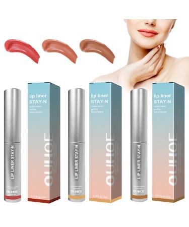 Removable Lip Pencil, Peelable Lip Pencil, Lip Contour Pencil, Removable Waterproof Lip Pencil, Plump Lip Liner, Long Lasting for Plumped Lips Not Easy to Fade (3 Colors)