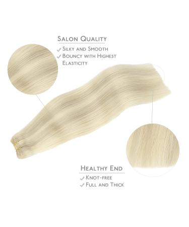 Real Hair Extensions 35cm 80g - Ashblond Highlights & Platinum Blonde - Sew-In Weft Hair Extensions - Buy Online on GoSupps.com