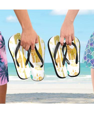 Mnsruu Giraffe Paw Print Flip Flops - XL Travel & Home Spa Footwear for Men & Women | International Shipping Available - Buy Online on GoSupps.com