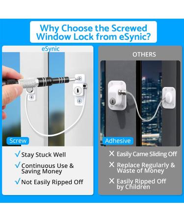 eSynic 4pcs Window Safety Restrictors with Keys - White UPVC Window Security Locks for Child Safety - Ideal for Home and Public Use - Buy Online on GoSupps.com