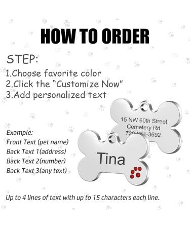 Nibana Dog Tag Personalized Pet ID Tags Custom Dog Name Tags Engraved on Both Sides 4 Lines of Custom Text Paw Print Bone Pet Tag for Dogs Cats (White) - Buy Online on GoSupps.com