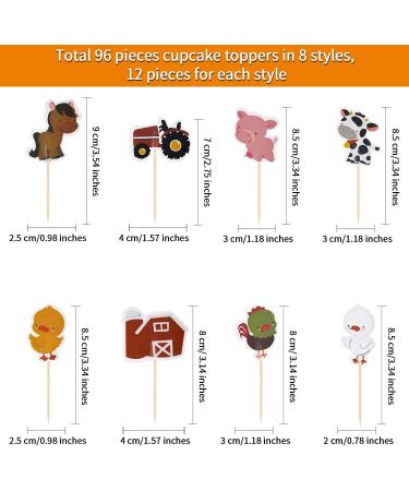 96 Pieces Cupcake Toppers Animal Cake Toppers Farm Zoo Animal Cupcake Decoration for Farm Themed Birthday Party Supplies - Buy Online on GoSupps.com