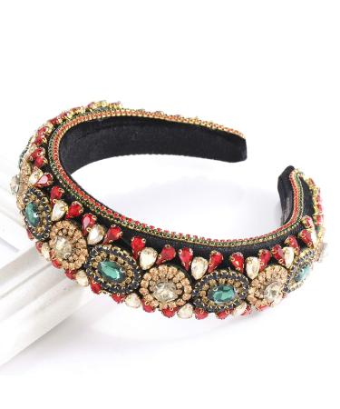 Padded Rhinestone Headband - Crystal Velvet Wide Hairband for Women and Girls - Buy Online on GoSupps.com