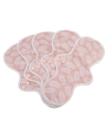 5pcs Washable Women Menstrual Pads Strong Water Absorption Reusable Sanitary Pads Skin Friendly Multilayer Bamboo Fiber Period (Pink)