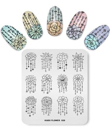 KADS Nail Stamping Plate FL028 - Flower Nature DIY Manicure Stencil Tool - Buy Online on GoSupps.com