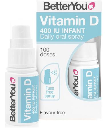 BetterYou Vitamin D 400 IU Infant Daily Oral Spray Pill-free Vitamin D3 Supplement for Children Under 3 Years Pure and Gentle Formula 3-month Supply Made in the UK Flavour Free