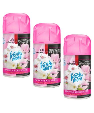 3x Fresh & More air freshener refill magnolia & cherry blossom 250ml magnolia and cherry blossom 250 ml (pack of 3)