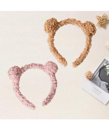 Miaija Bear Ears Hairbands Cute Fluffy Makeup Hair Bands Washing Face Hair Accessories for Women Girls Kids Gift Makeup Decoration (Pink) - Buy Online on GoSupps.com