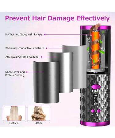 Cordless Automatic Curling Iron | Portable Wireless Hair Curler with 6 Temp & Timer | USB Rechargeable | Fast Heating & Auto Shut Off - Gray - Buy Online on GoSupps.com