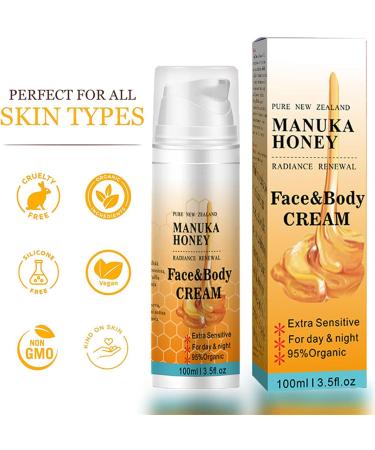 Manuka Honey Face Cream Honey Face Moisturiser Soothes Hydrates Increases Skin Elasticity 2 in 1 Face & Body Moisturiser Body Cream for Face Neck Body 100ml - Buy Online on GoSupps.com