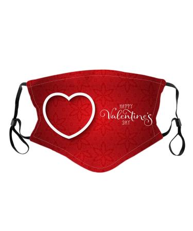 Windproof Activated Carbon mask Valentines Day Baby Cat Holding Heart Shaped Baloons Romantic Love Themed Illustration Vermilion Black Facial decorations for adults