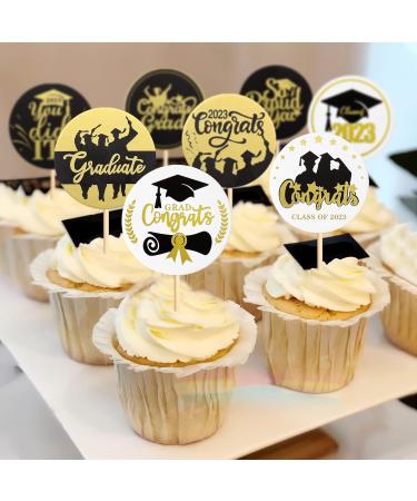 Ercadio 24 Pack 2023 Congrat Grad Cupcake Toppers 2023 Congrats Grad Cupcake Picks Graduation Cupcake Toppers You Did It So Proud of You Cake Toppers for Graduation Theme Party Cake Decors Supplies B-round Grad - Buy Online on GoSupps.com