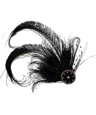Fenical 1920s Black Feather Hair Clip | Gatsby Costume Flapper Accessory | International Shipping - Buy Online on GoSupps.com