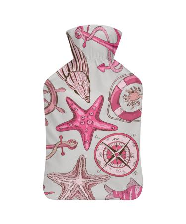 Starfish Compass Hot Water Bottle With Cover Plush Bed Bottle Hand Warmer For Adults And Children 26.5X15.3cm