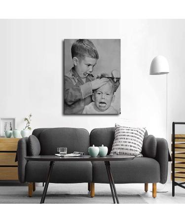 Vintage Black & White Hair Salon Poster - Unframed Canvas Wall Art for Barbershop & Home Decor (16x20inch - Buy Online on GoSupps.com