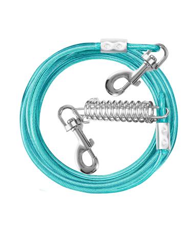 Snagle Paw cable ties for small dogs 3 m long dog leash courtyard buying festival light dog tensioning cable with shock-absorbing spring dogs and cats up to 15.9 kg durable dog runner Hof 10ft / 35lbs ice blue