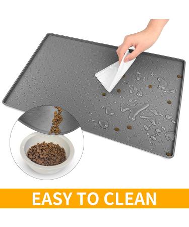 Ptlom Pet Placemat | Prevent Food & Water Overflow | 18 x 12 Grey | Suitable for Small, Medium, Big Dogs & Cats - Buy Online on GoSupps.com