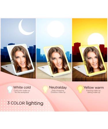 Portable LED Vanity Makeup Mirror | Rechargeable 3 Color Light Travel Mirror - Buy Online on GoSupps.com