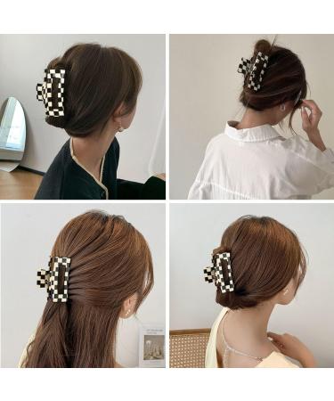 4Pcs Checkered Hair Claw Clips BetterJonny Vintage Classic Black White Lattice Print Barrettes Non Slip Hair Jaw Clips Hair Accessories for Girls and Women Thick Thin Hair - Buy Online on GoSupps.com