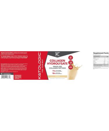 Ketologic Grass Fed Collagen Hydrolysate Powder (Vanilla) (1 LB) - 37 Servings 11 G Collagen Per Serving 10 G Protein Per Serving - Grass-fed Collagen Peptides - Buy Online on GoSupps.com